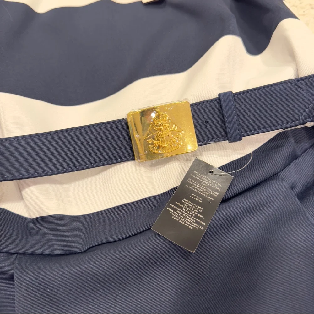 Ralph Lauren Striped Belted Faille Gown - Picture 9 of 13